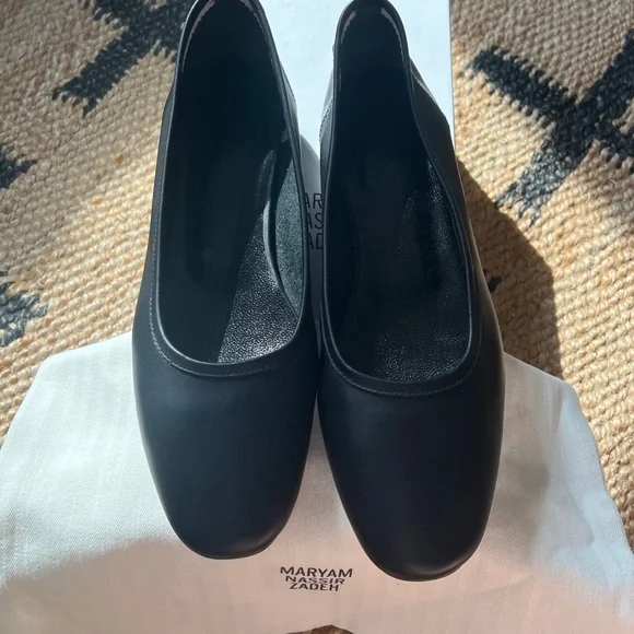 Maryam Nassir Zadeh Black Leather Flats - Picture 3 of 6